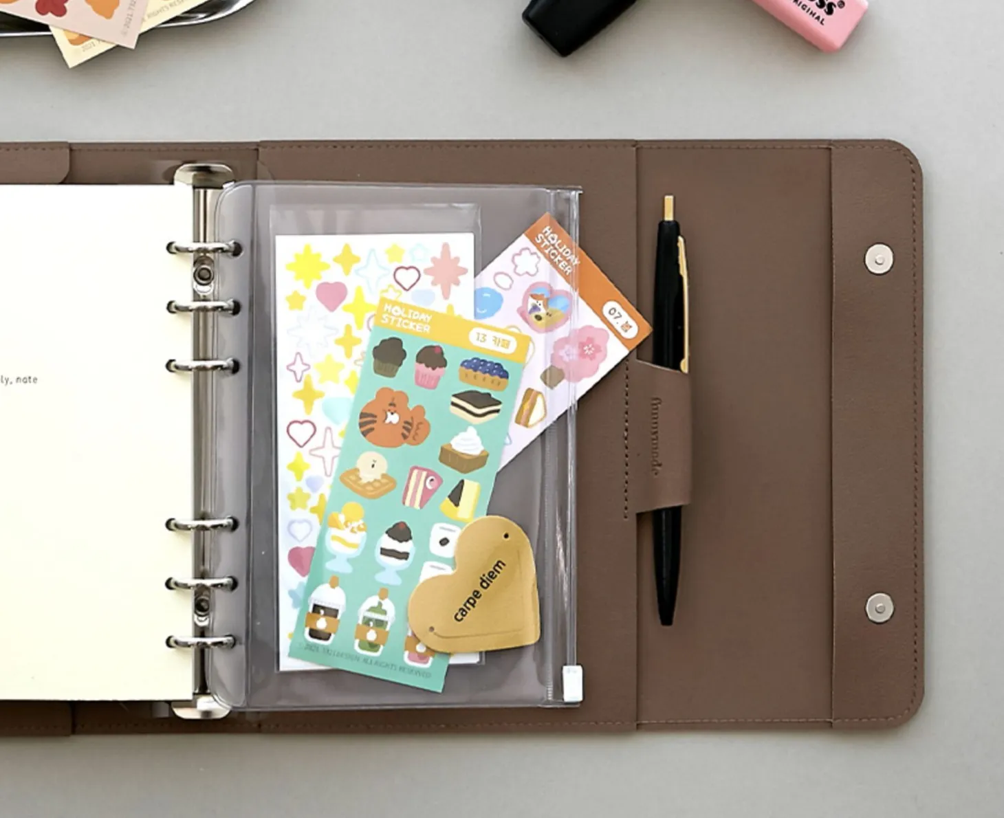 Vegan Leather Button 6 Ring A6 Planner