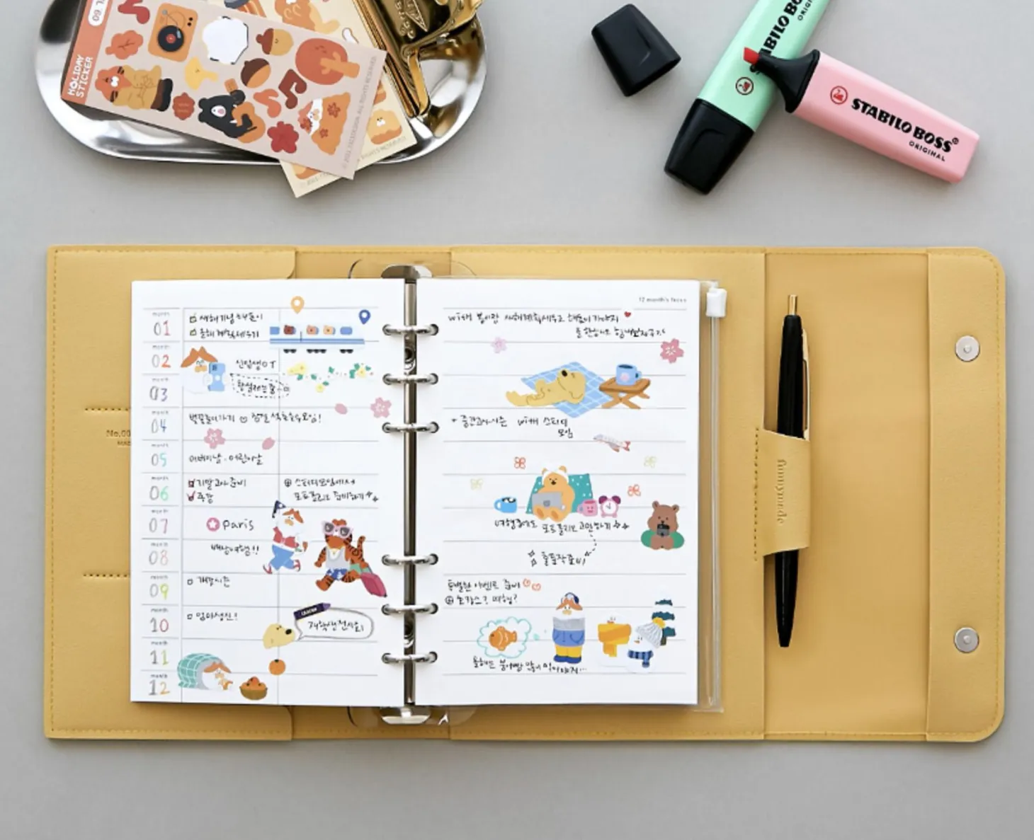 Vegan Leather Button 6 Ring A6 Planner