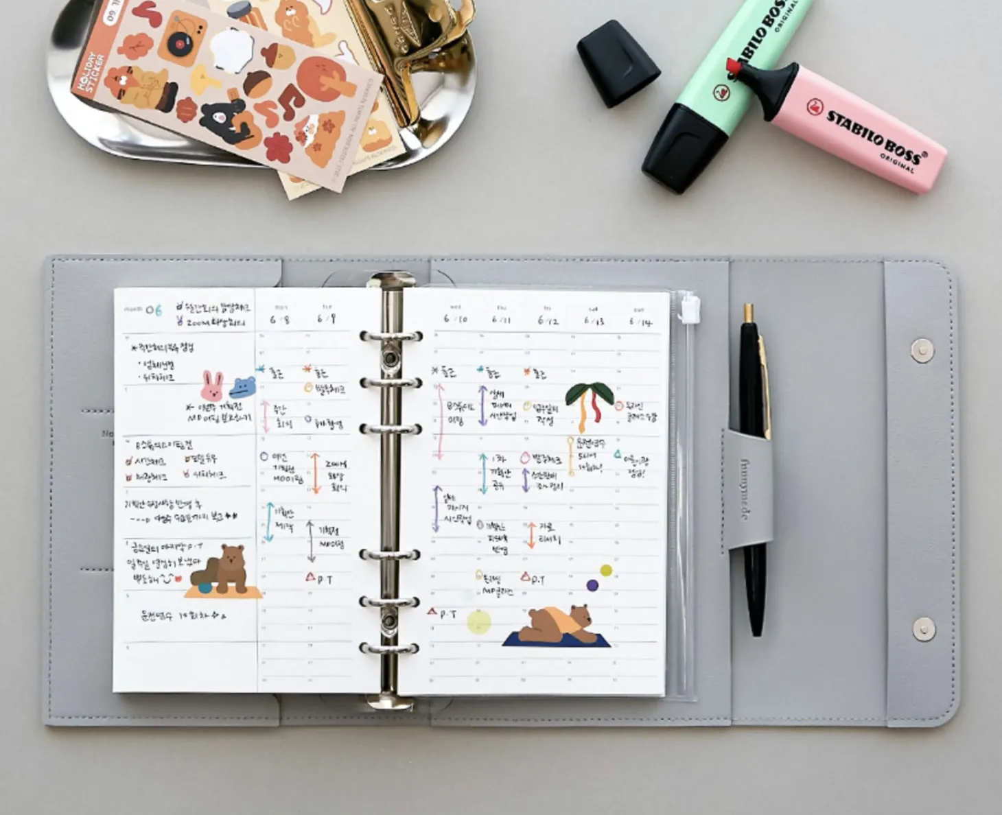 Vegan Leather Button 6 Ring A6 Planner
