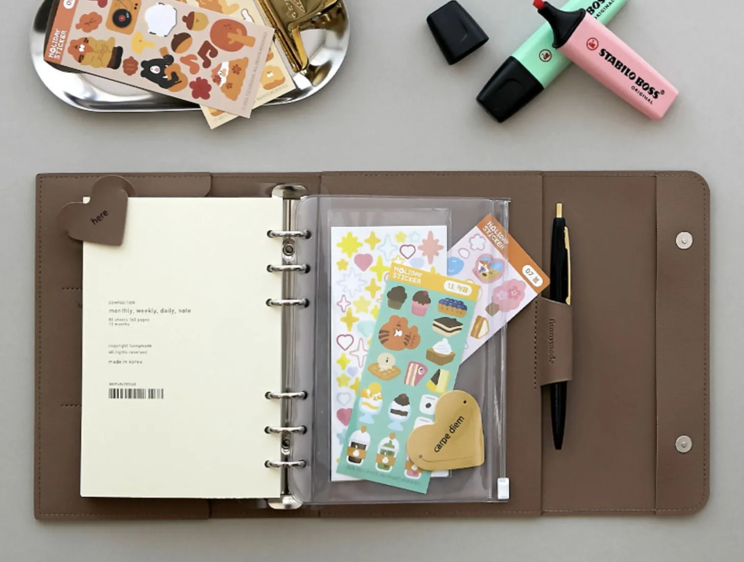 Vegan Leather Button 6 Ring A6 Planner