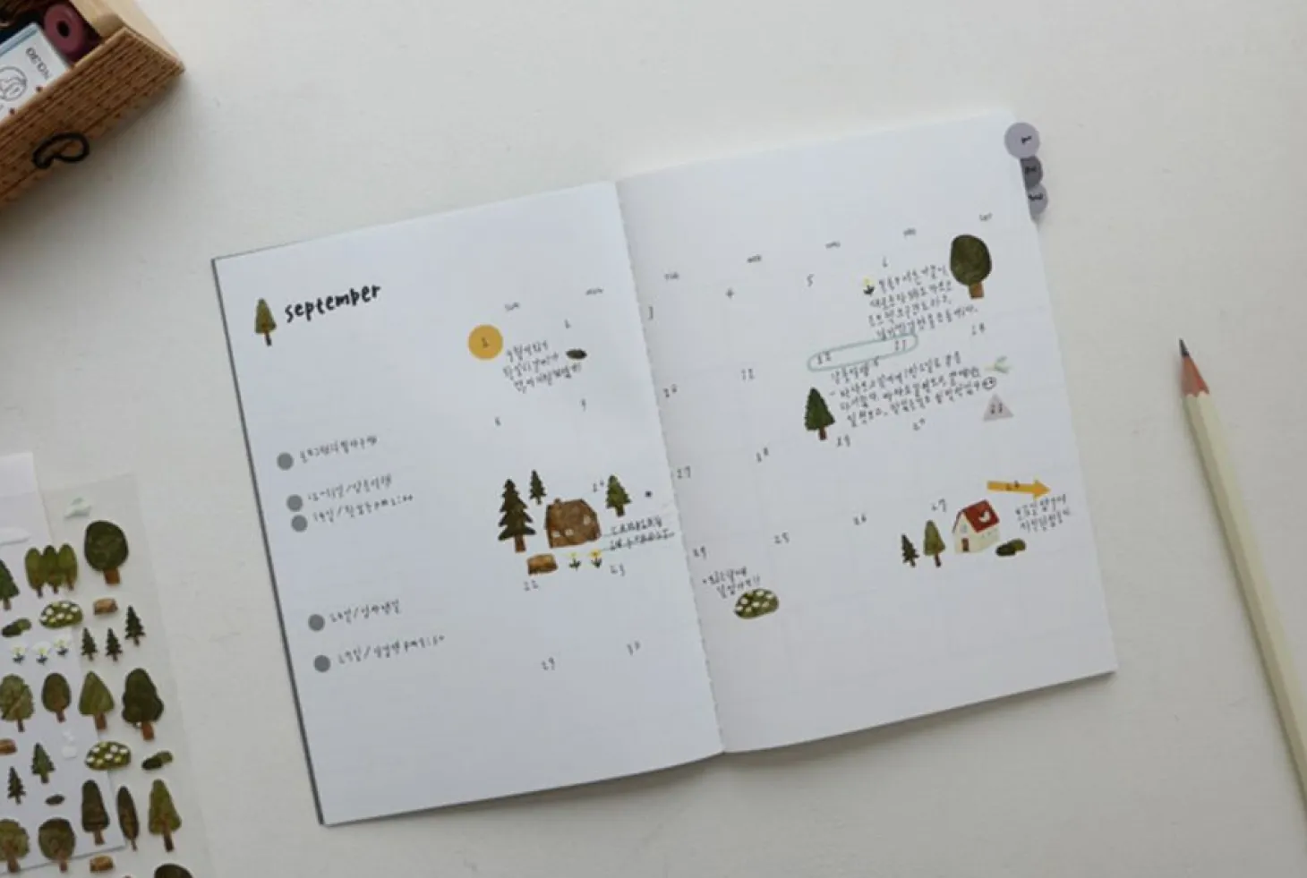 White Stitched Monthly Planner