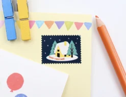 Winter Holiday Stamp Deco Sticker